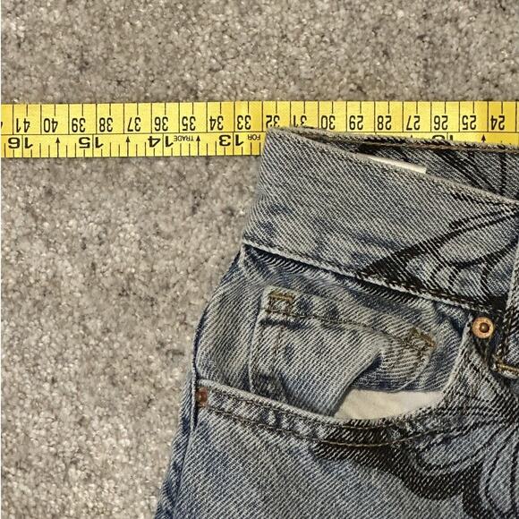 Pacsun High-Rise Straight Black Distressed Butterfly Jeans Girls Size 25 - Picture 2 of 7